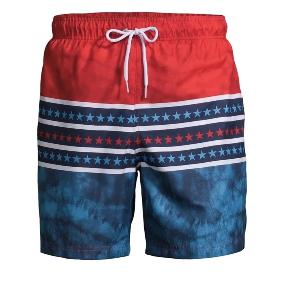 George Men's Americana Swim Trunks Red White Blue Stars And Stripes XL 40-42